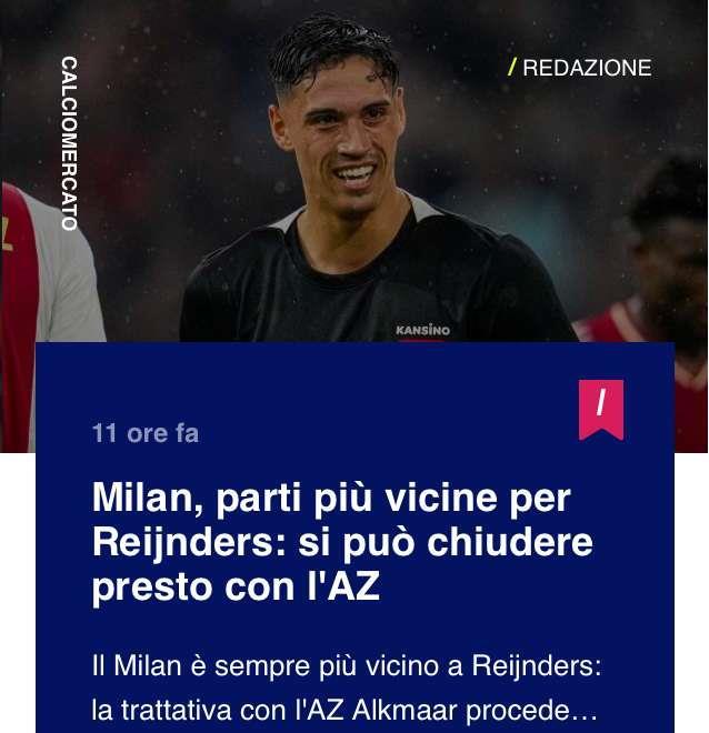 迪马济奥：米兰可能很快结束赖德尔斯的谈判，普利希