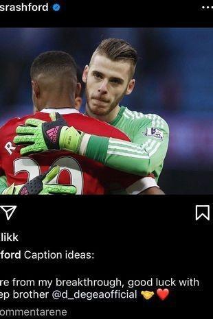 不看就复制？拉什福德发文送别德赫亚，开头写“文案提议”