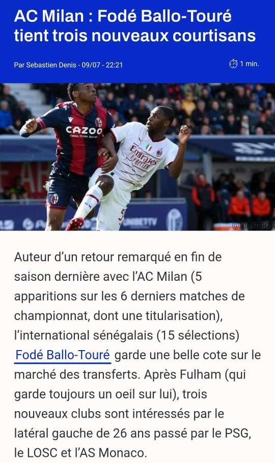 Footmercato：除了富勒姆，博洛尼亚、云