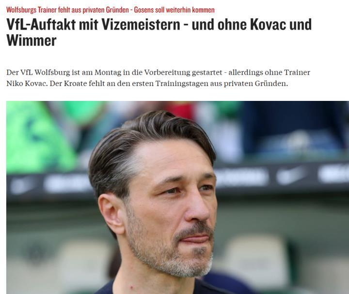 踢球者的消息，今日沃尔夫斯堡进行了第一次季前训练