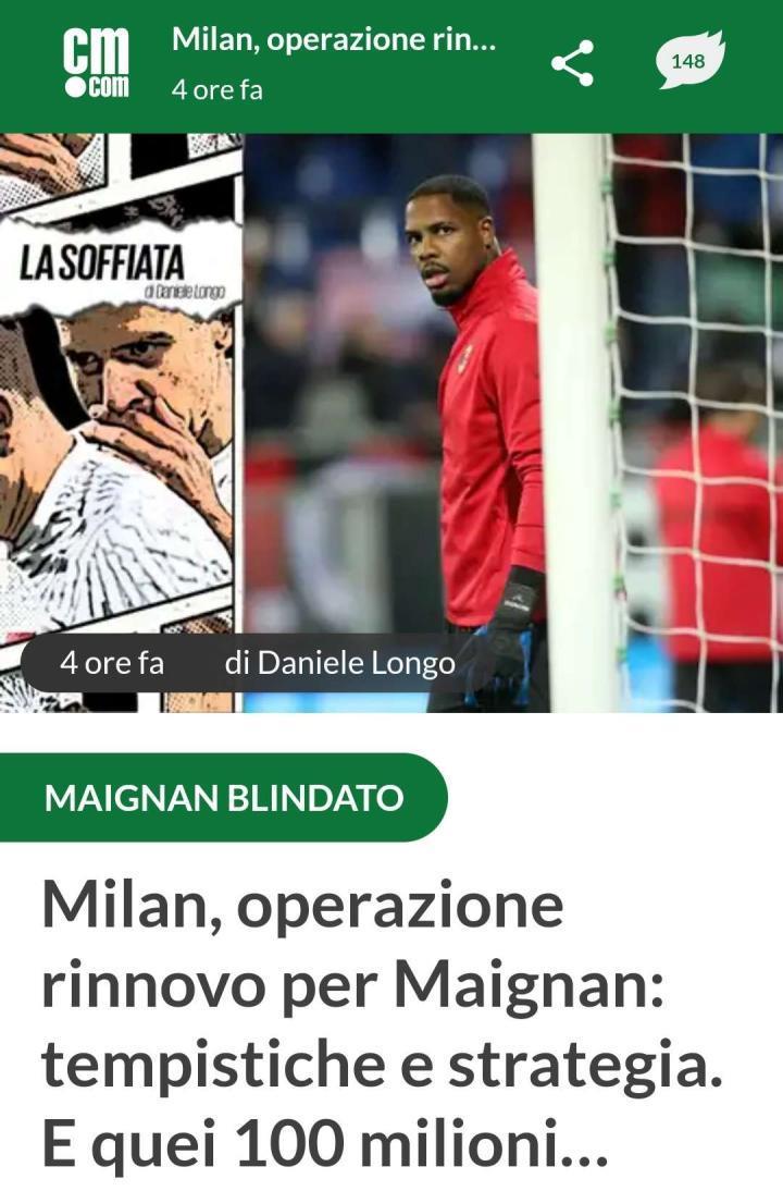 隆戈：米兰将在10-15天内与迈尼昂的经纪人接触