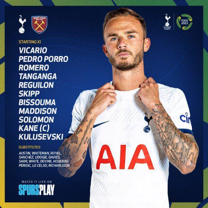 热刺vs西汉姆首发：凯恩领衔孙兴慜缺席，热刺新援麦迪逊先发