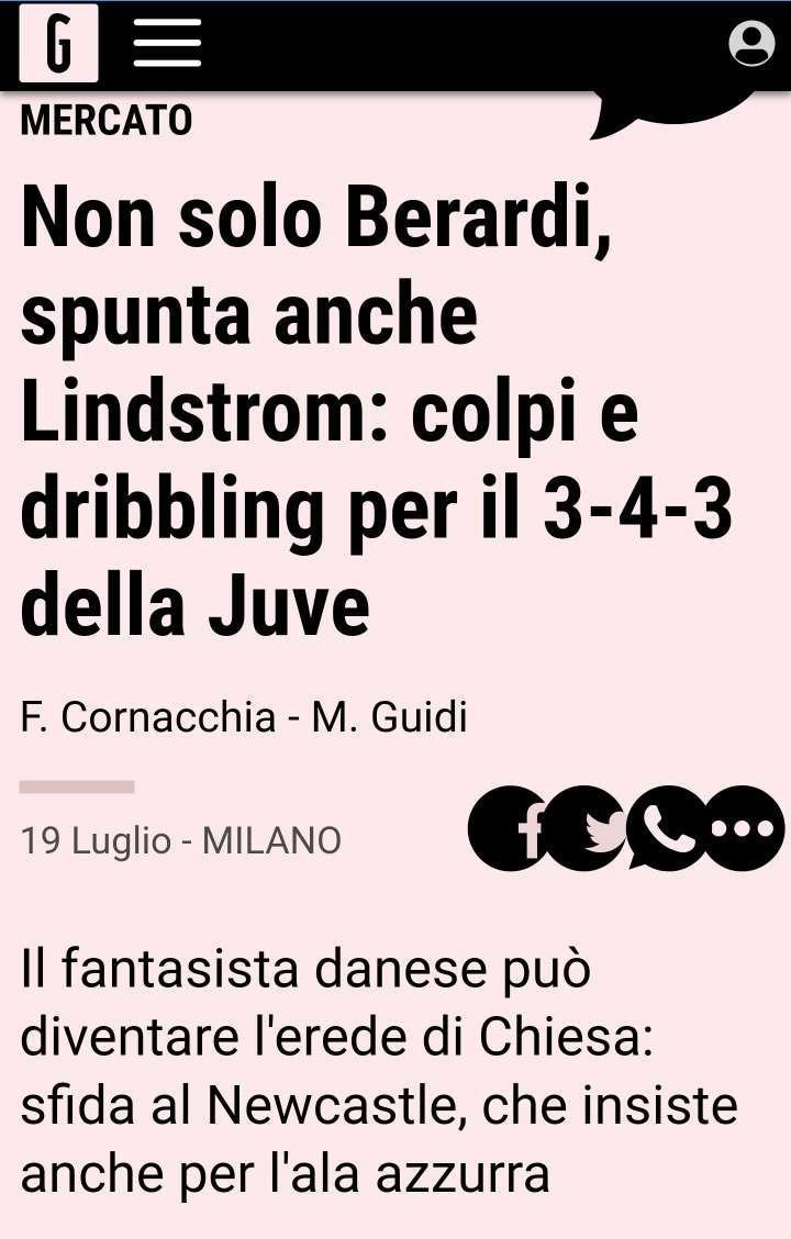 米兰体育报消息，法兰克福攻击手林德斯特伦也是尤文