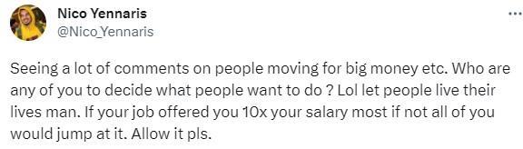 李可：很多人对球员为钱转会指指点点，如果给你十倍工资呢？