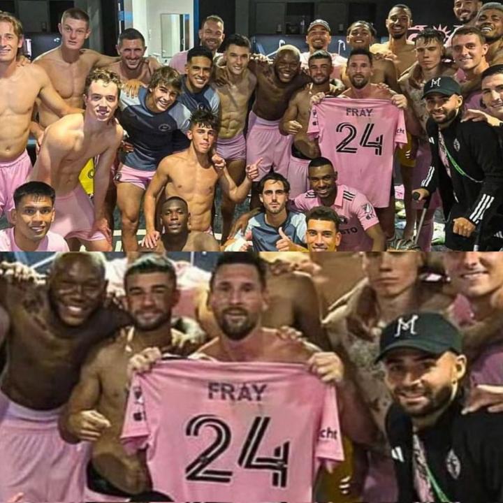 有情有义，梅西赛后庆祝时举起受伤离场 赛季报销的弗雷球衣