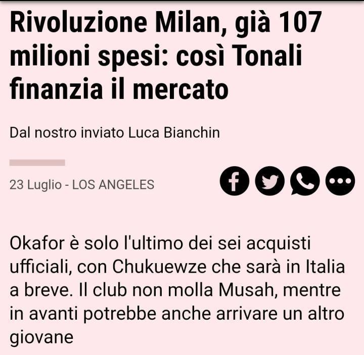 米体标题：米兰革命，已经花费了1.07亿：这就是