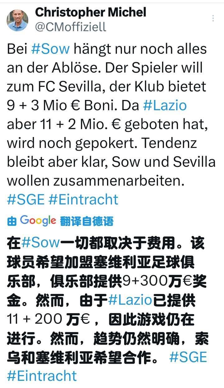 供职于sport1的法兰克福跟队记者Christ