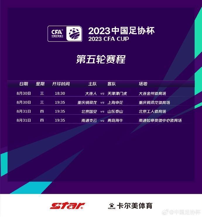 足协杯八强开球时间：大连30日晚战津门虎，京鲁战31日晚打响