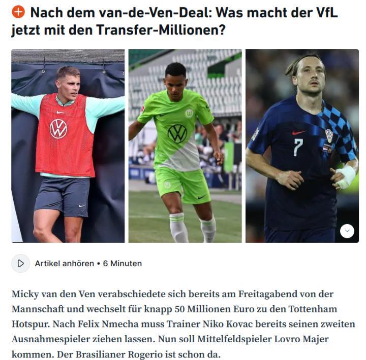 AZ/WAZ的消息，面对VDV的转会，科瓦奇表示