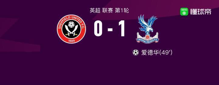 水晶宫1-0谢菲尔德联获胜，爱德华一锤定音