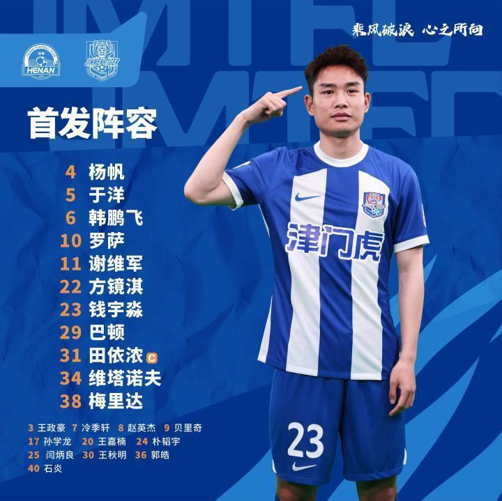 2023年中超 第22轮 天津津门虎队出场数据