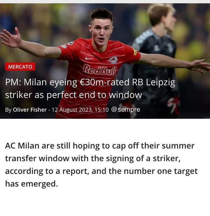 PM：米兰将30M谢什科视为转会窗完美句号，目前