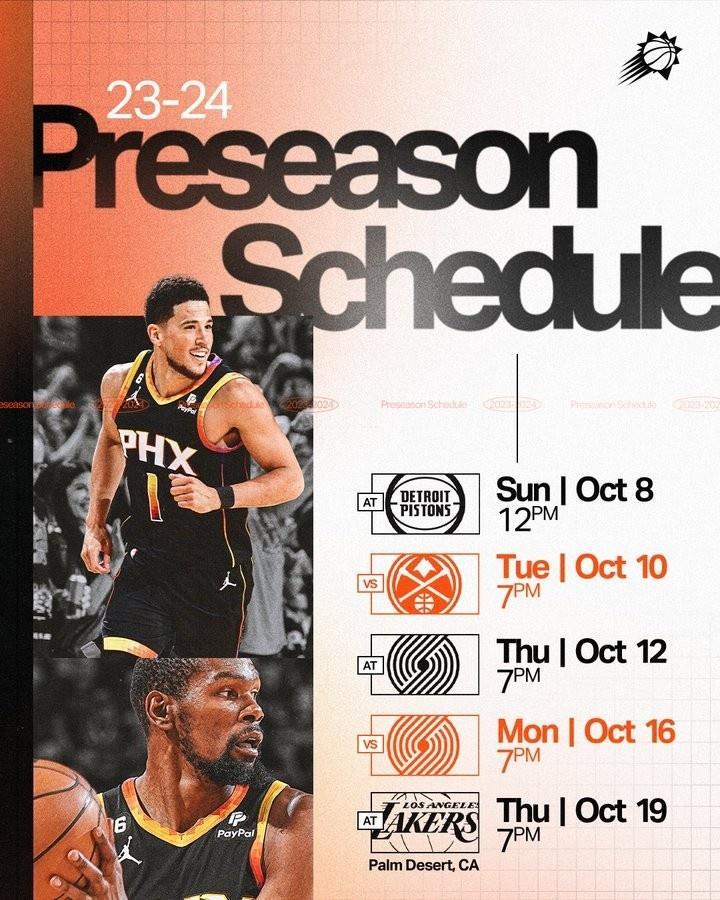 太阳季前赛赛程出炉：10月9日首战蒙蒂率领的活塞 10月20日战湖人