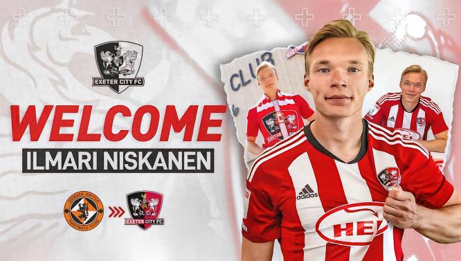 官方 : 埃克塞特城签下邓迪联边锋尼斯卡宁，为期两年