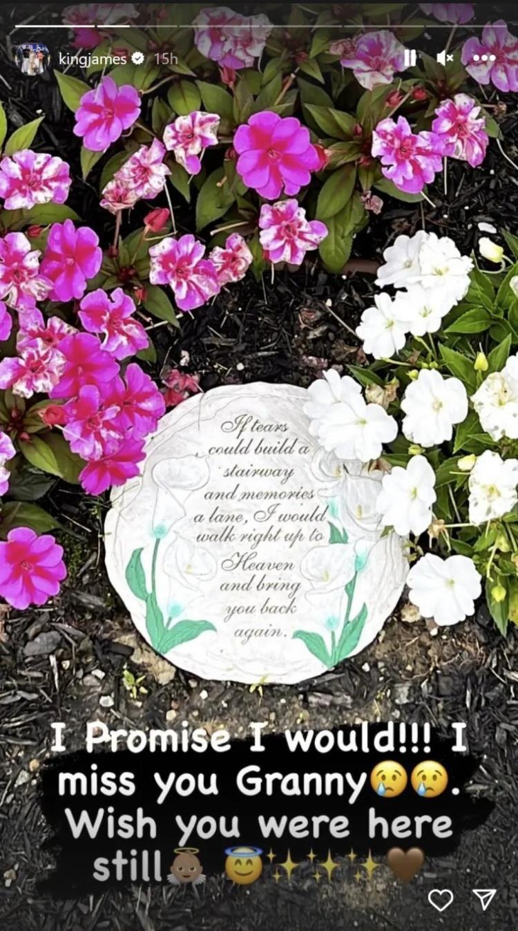 詹姆斯缅怀因突发心脏病去世的姥姥：想你了 希望你仍在这里