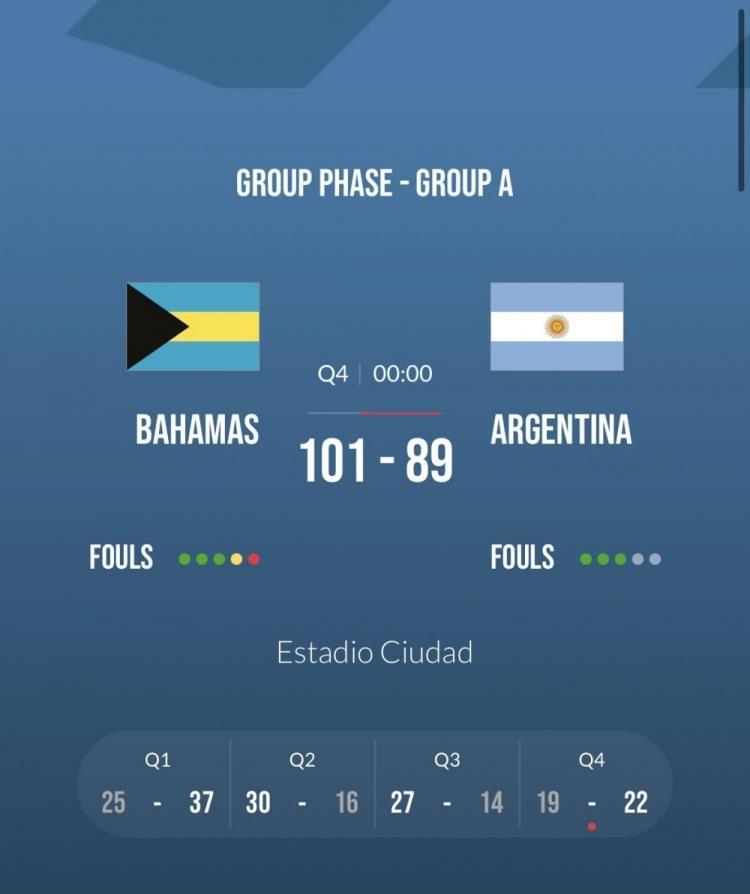 巴哈马奥预赛101-89战胜阿根廷 艾顿22 15&戈登24分&希尔德23分