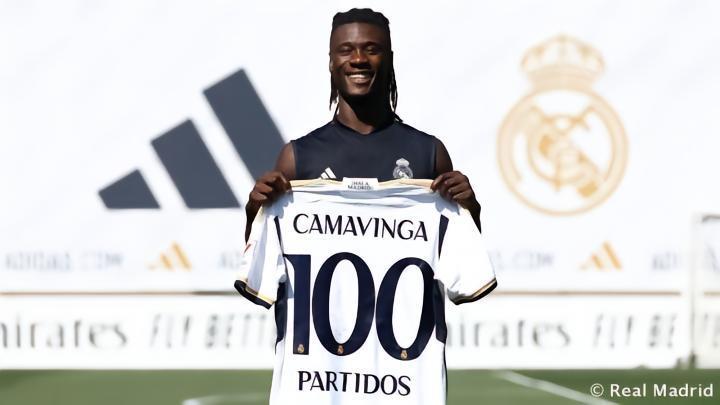 领取皇马100场球衣，卡马文加：最美好回忆是伯纳乌首秀进球