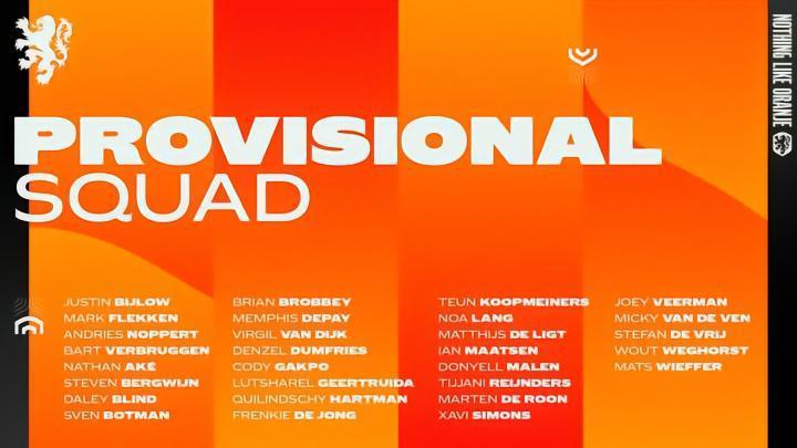 荷兰新一期初选大名单：范戴克领衔，范德芬、马特森首次入选