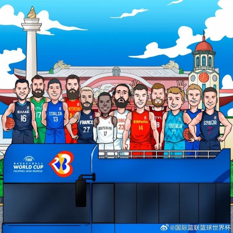 哪两支球队能率先直通奥运？男篮世界杯欧洲区球队卡通照