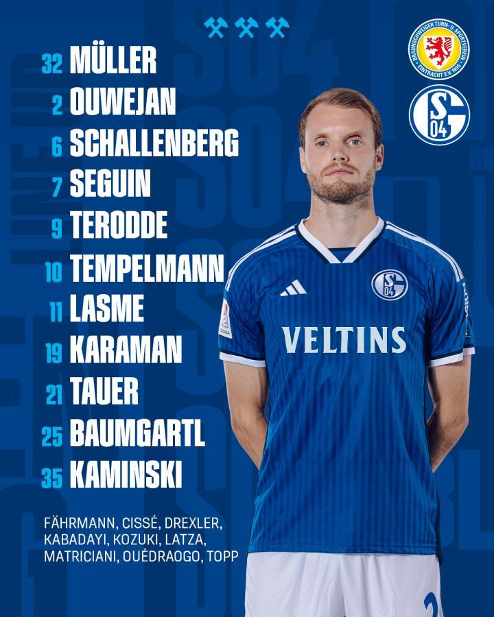 沙尔克对阵布伦瑞克首发：陶尔首发、卡巴达伊初入大名单