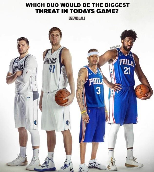 自媒体：卢卡 德克VS艾弗森 恩比德 哪对在现今比赛中威胁更大