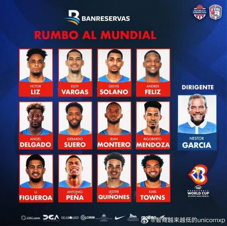 多米尼加世界杯12人大名单：唐斯领衔 基诺内斯与菲格罗亚在列