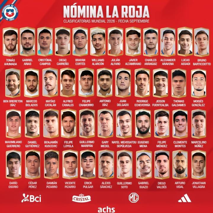 智利队公布新一期大名单：桑切斯领衔，比达尔和梅德尔入选