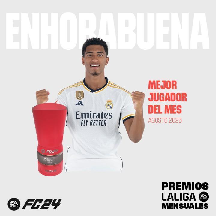 实至名归！西甲官方：贝林厄姆当选8月最佳球员