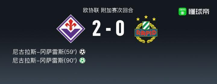 佛罗伦萨总比分2-1晋级欧协联正赛，冈萨雷斯双响 点射绝杀