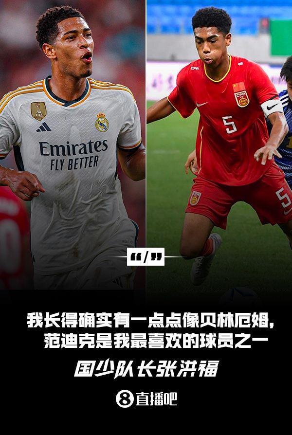 U15国少队长张洪福：我长得确实有点像贝林厄姆，范迪克是我最爱的球员之一