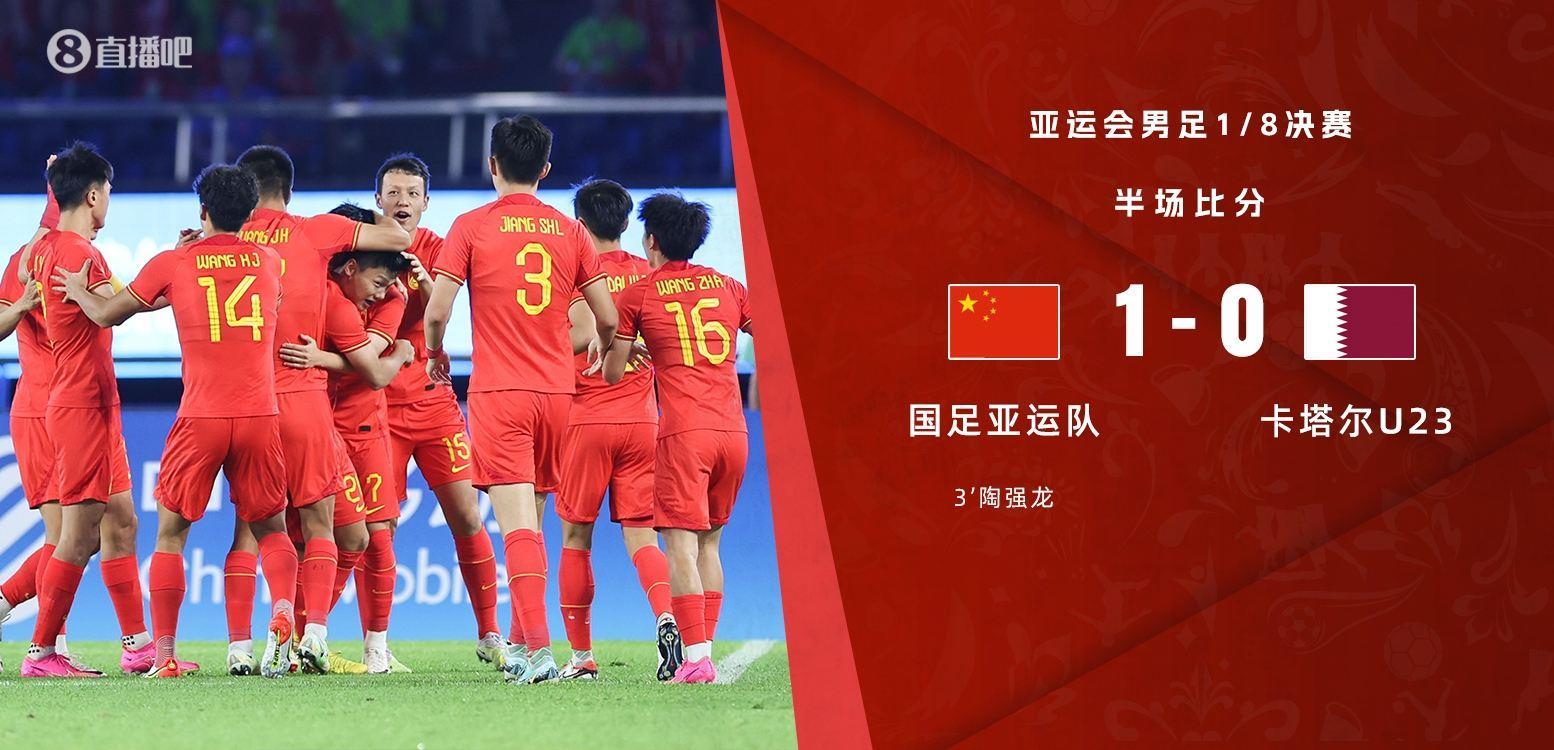 半场-方昊助攻陶强龙破门 国足亚运队1-0卡塔尔U23