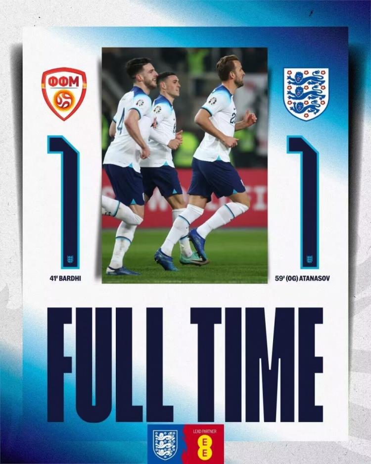 足球比分_欧预赛-英格兰1-1北马其顿头名出线 凯恩造乌龙里科-刘易斯送点
