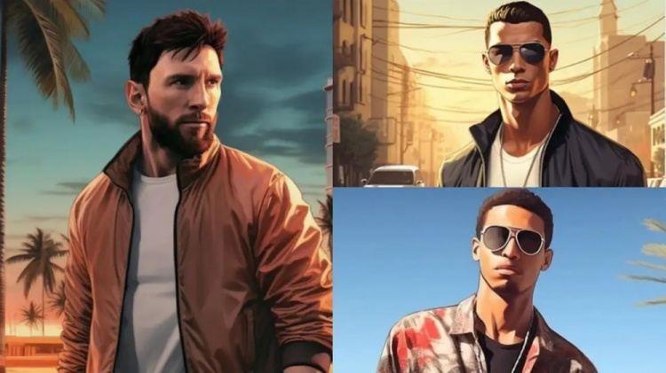 球迷设计球星版GTA6海报：梅西、C罗、贝林厄姆、伊布出镜