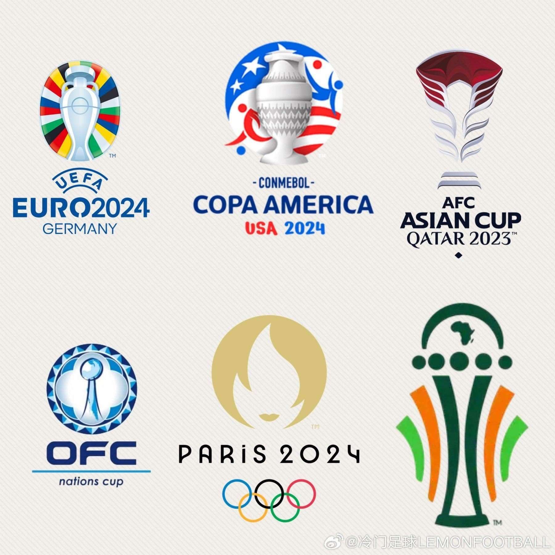 2024足球盛宴：亚洲、非洲、欧洲、大洋洲、美洲杯；奥运会