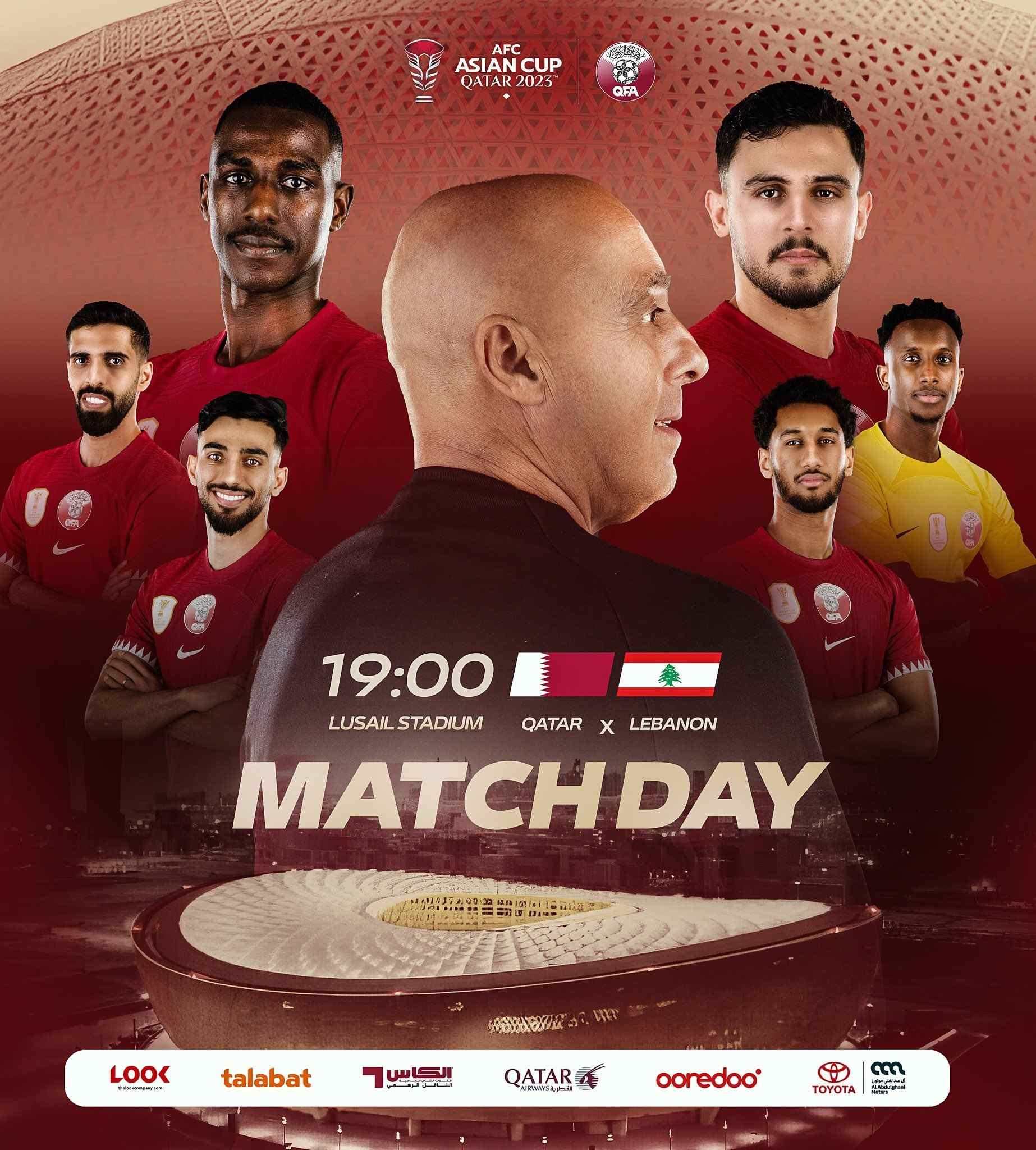 亚洲杯揭幕战-卡塔尔vs黎巴嫩首发出炉！国足同组对手交锋