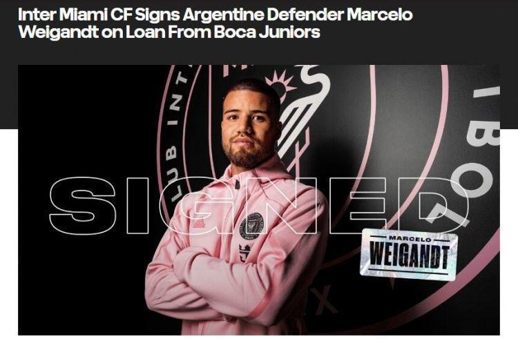 迈阿密国际官方：博卡青年24岁右后卫韦甘特租借加盟球队