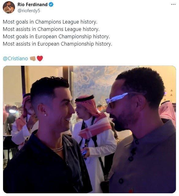 费迪南德赞C罗：欧冠历史射手王&助攻王 欧洲杯历史射手王&助攻王