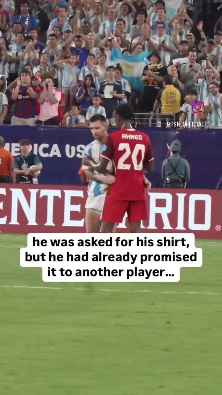 太过抢手！赛后加拿大20号先找梅西换球衣，梅西示意有人要了