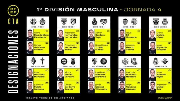 西甲第4轮裁判：埃斯库德罗斯执法巴萨，罗哈斯主裁皇马VS贝蒂斯