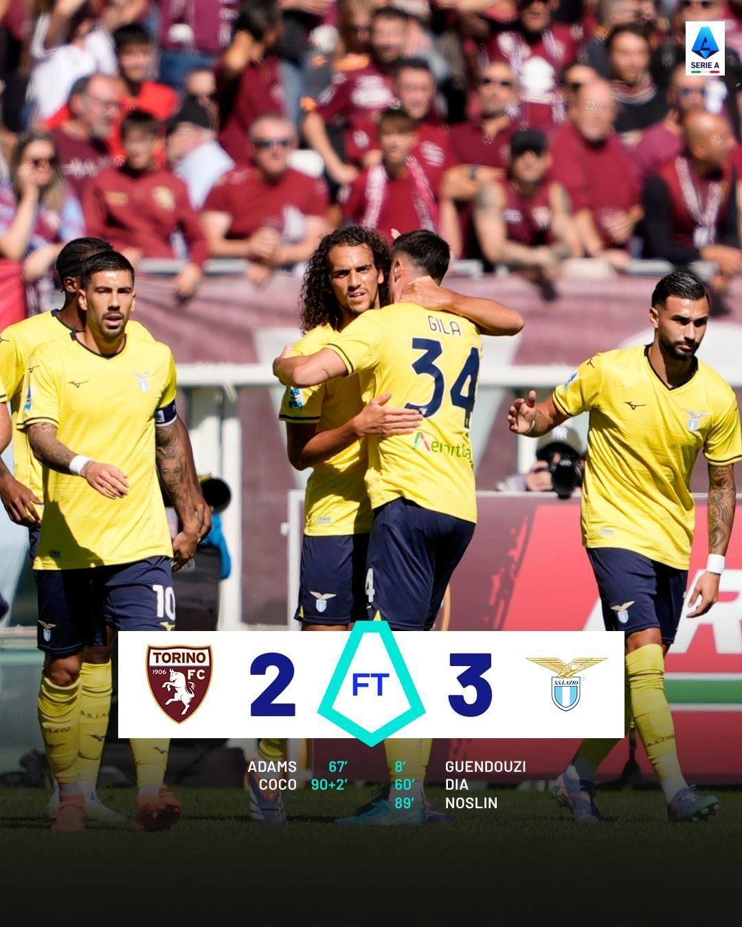 拉齐奥3-2送都灵赛季首败 拉下榜首！尤文、米兰、国米分列前三