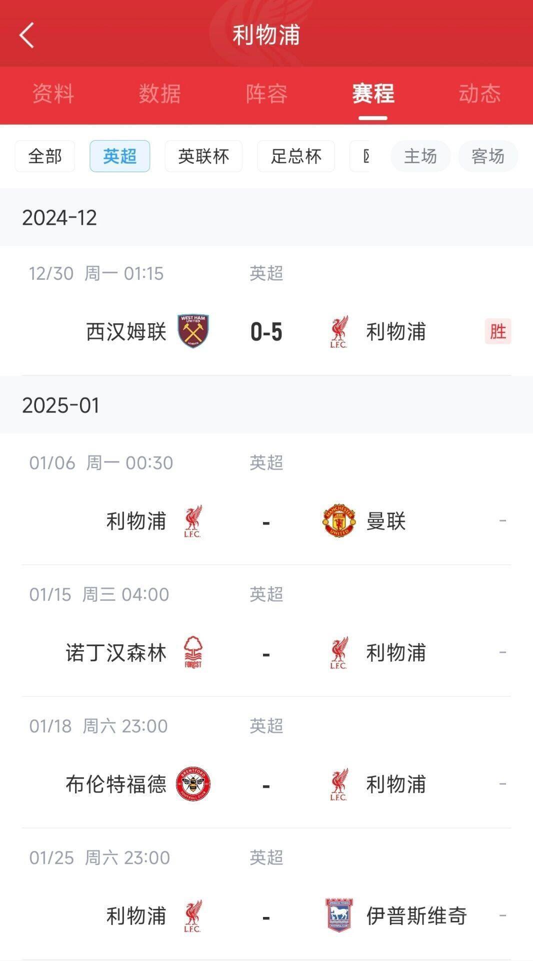 大考又来了？利物浦8分领跑英超，1月份双红会 客战森林小蜜蜂