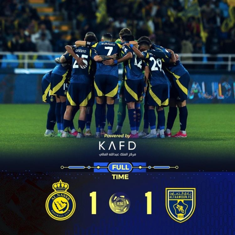 足球比分_沙特联-利雅得胜利1-1布赖代合作距榜首11分 拉波尔特头球建功