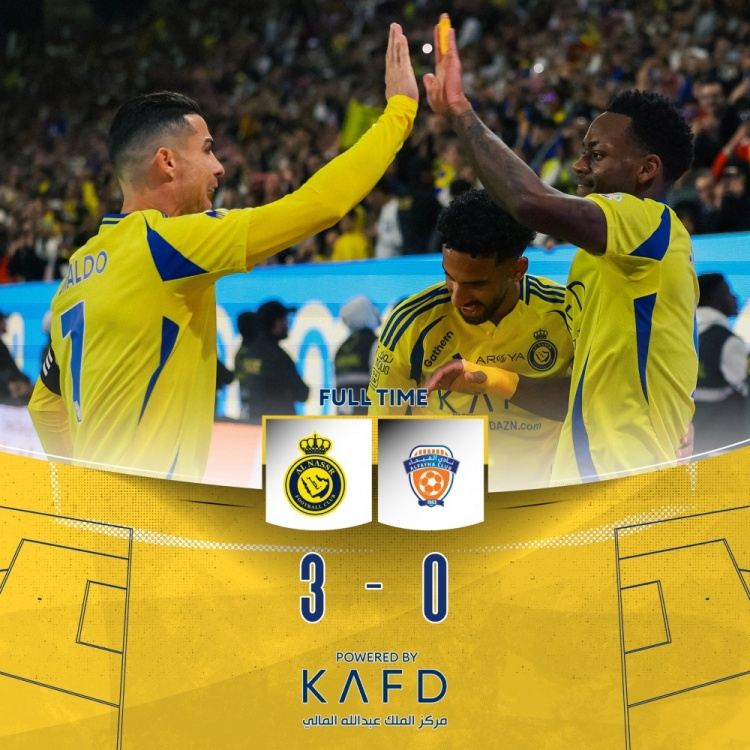 足球比分_C罗斩获40岁后首球&生涯第924球杜兰双响 胜利3-0费哈距榜首8分