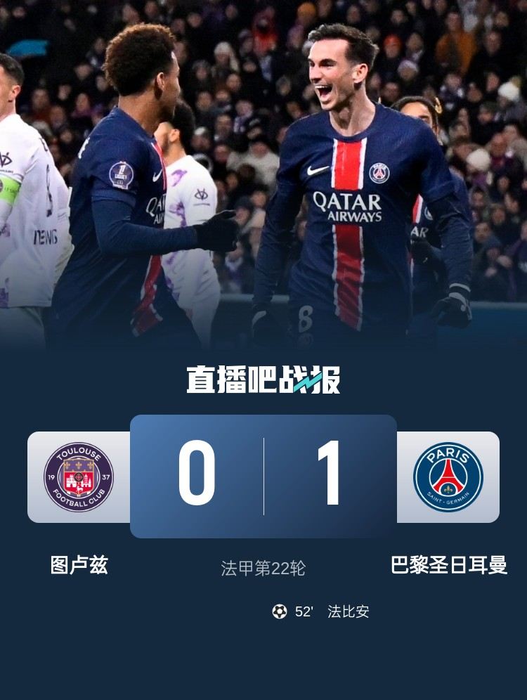 足球比分_法甲-巴黎1-0图卢兹各赛事18场不败 法比安制胜贝拉尔多中柱