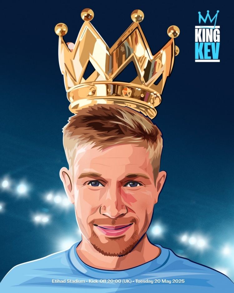 曼城官方晒德布劳内主场告别海报：凯文国王在伊蒂哈德的最后一舞