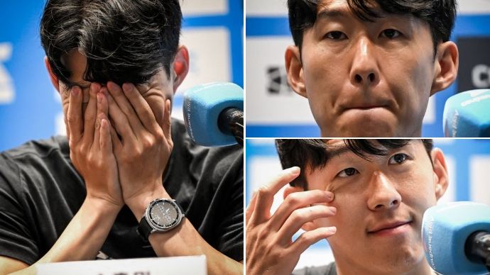 一度落泪！33岁孙兴慜宣布离队后捂脸擦泪，随后露出微笑掩盖悲伤