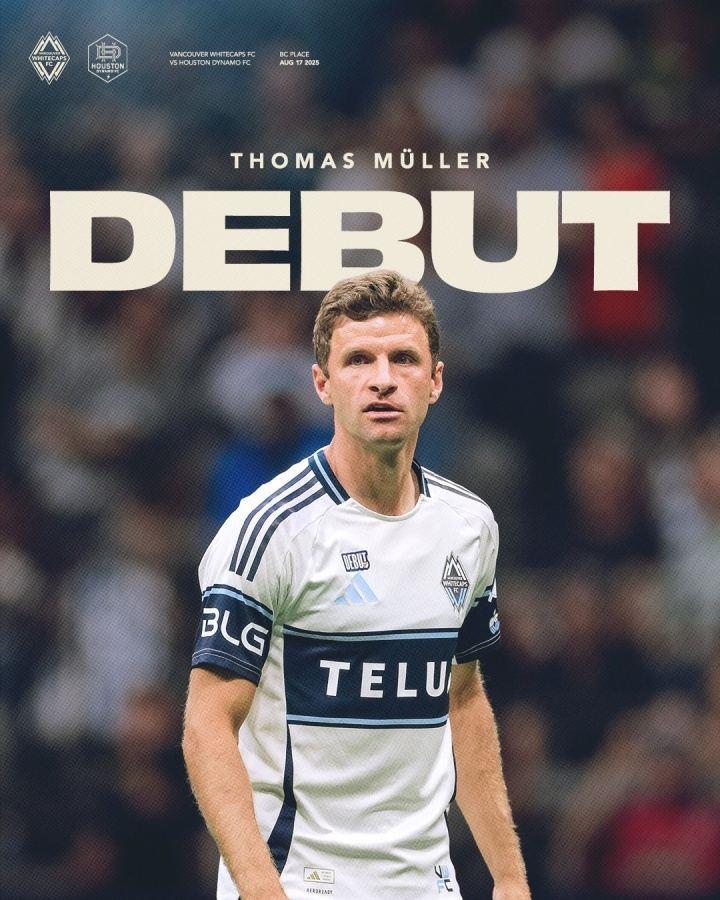 首秀破门被吹越位！穆勒MLS首战替补上阵半小时，温哥华1-1休斯顿