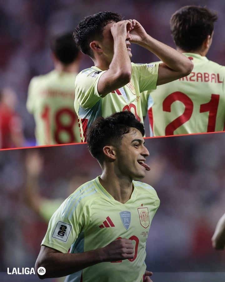 板鸭阵眼22岁佩德里世预赛双响助西班牙大胜，热区图遍布全场