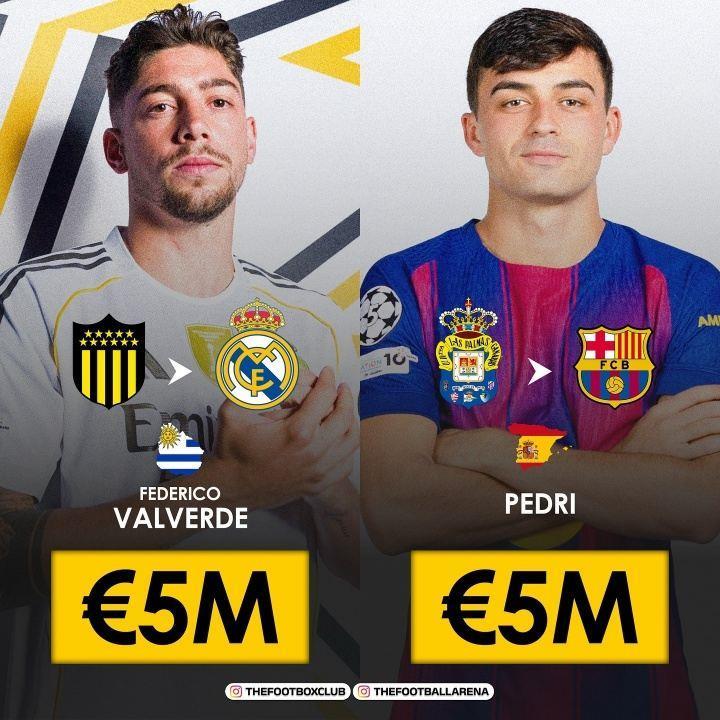神引援！皇马、巴萨均花500万签巴尔韦德 佩德里 两人现身价2.7亿
