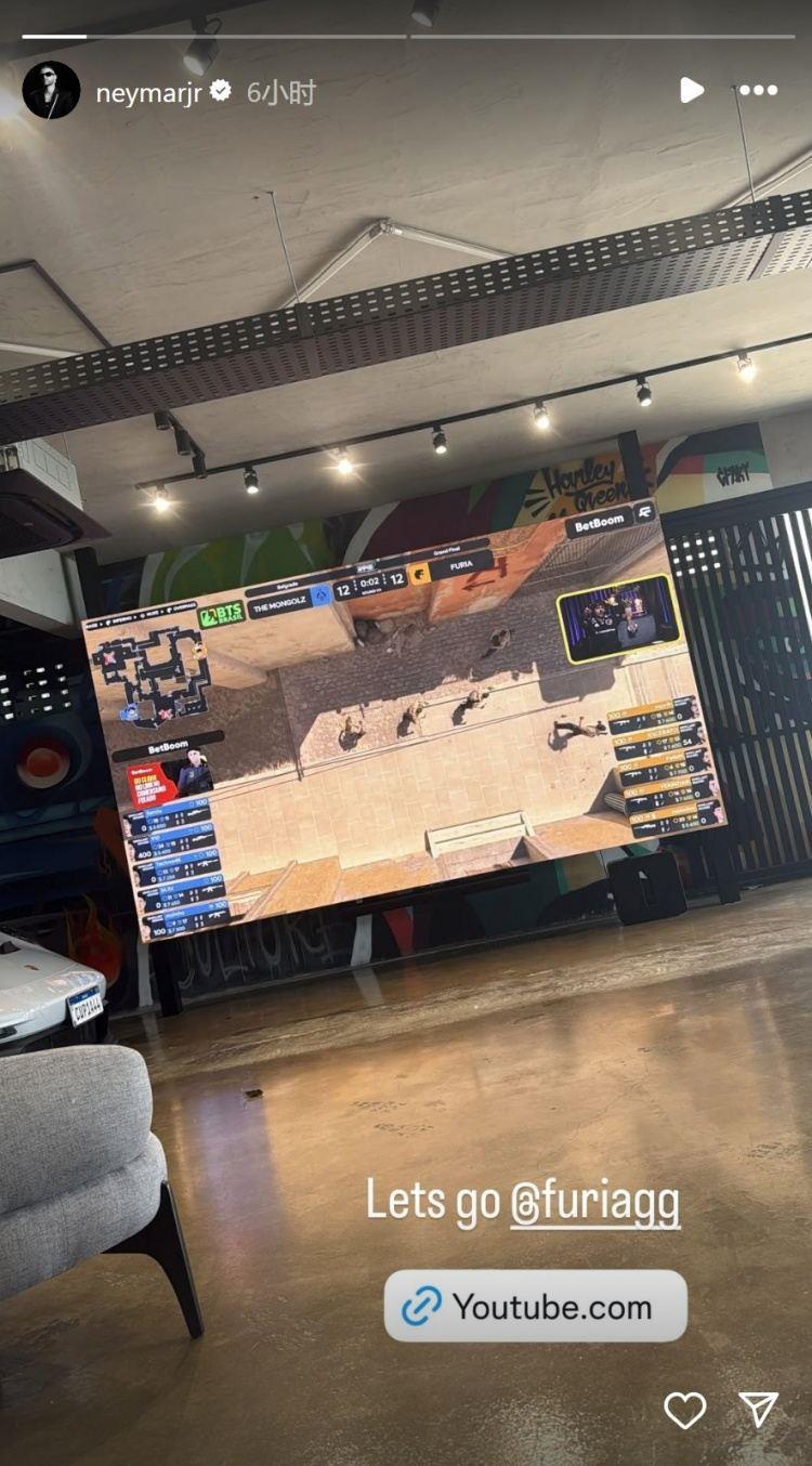 养伤！内马尔观看CS2比赛，为巴西战队黑豹加油